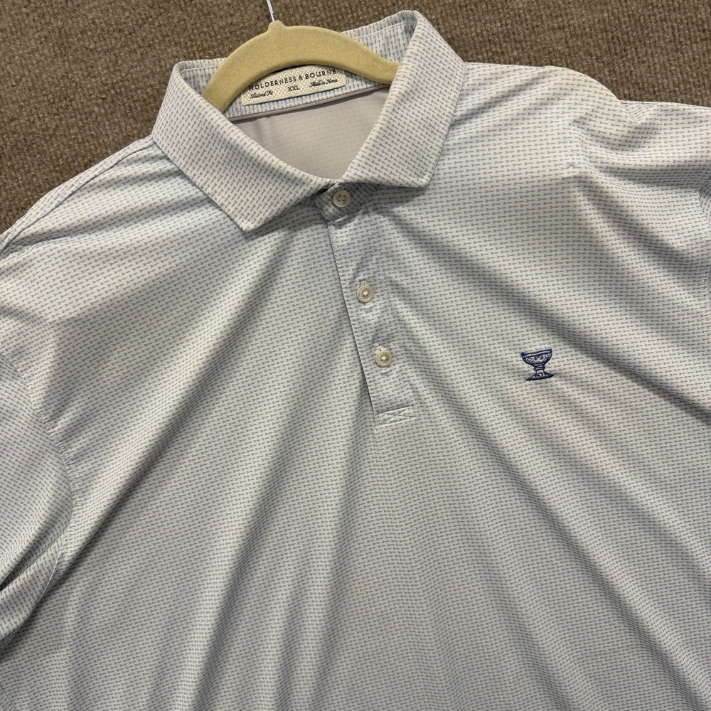 Holderness & Bourne Golf Polo XXL Micro Geometric Blue All Over Print